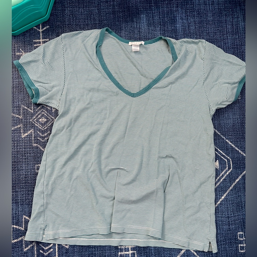 Lake pajamas 4 piece set in teal stripe size medium